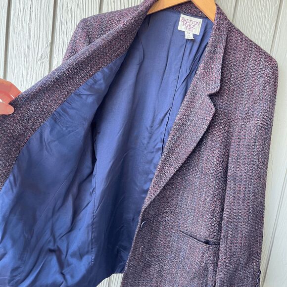 Vintage Bretton Place Petite Tweed Blazer 14 USA Made Wool Blend - Picture 2 of 8